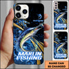 Joycorners Marlin Splash Water Lightning Stripe Dark Blue Art Golden Line  Personalized Name Phone Case