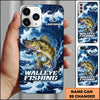 Joycorners Walleye Fishing Blue Water Wave Premium Style Sport Personalized Name Phone Case