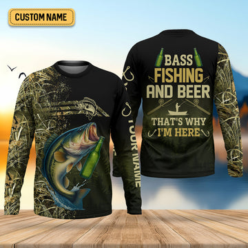 Joycorners Bass Fishing And Beer That's Why I'm Here Camouflage Fishing Shirts, Funny Fishing Shirt, SPF Shirt For Men