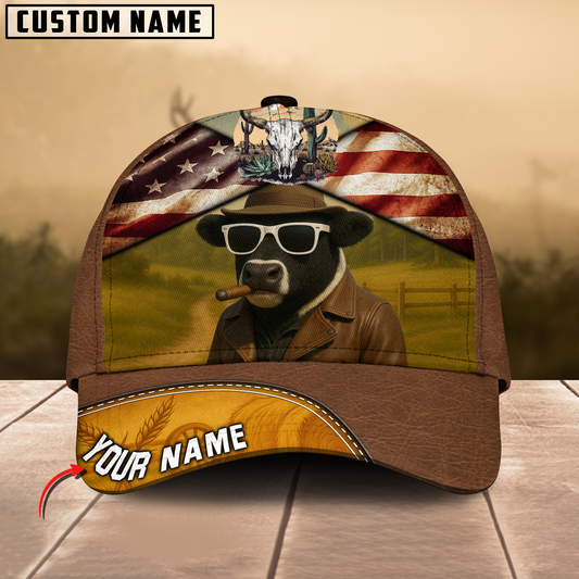 Joycorners Personalized Belted Galloway Cow Cap Smoking US Flag 3D Print Hat