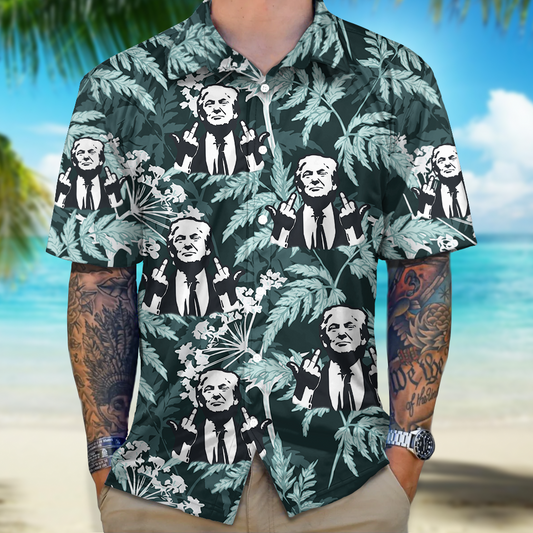 Joycorner President Donald Trump Middle Finger  Hawaiian Shirt