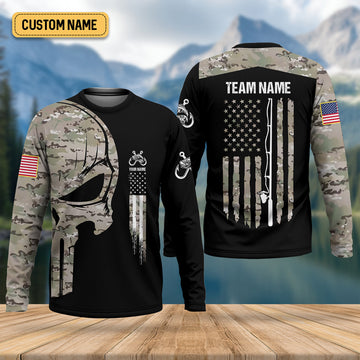 Joycorners Custom Camo Patriotic Fishing Shirt, Fishing UPF Shirts, Fishing Gifts For Men, Men's Fishing Shirt