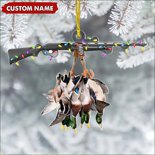 Joycorners Personalized Duck Hunting Acrylic Christmas Ornament – Custom Name Shotgun Gift For Hunters MT1111