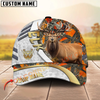 Joycorners Hunting Cap White Orange Camo With Golden Line Personalized Name 3D Cap (Deer/Moose/Elk/Boar)