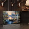 Joycorner Riverside Cabin Sunset Whitetail Deer Landscape Canvas