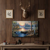 Joycorner Riverside Cabin Sunset Whitetail Deer Landscape Canvas