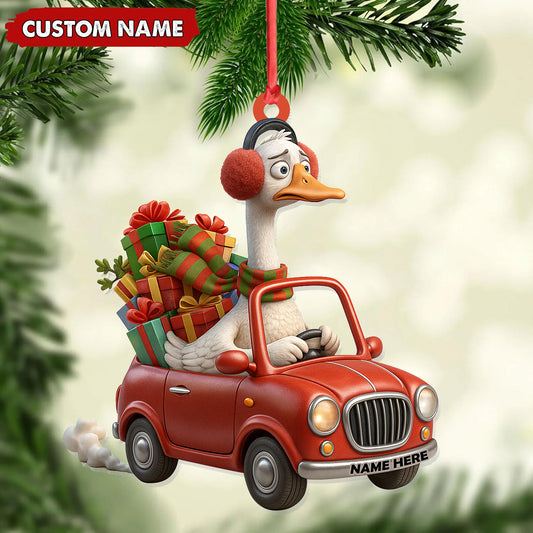 Joycorners Personalized Funny Goose Driving Car Acrylic Christmas Ornament - 3D Christmas Decor Gift for Hunters & Outdoorsmen MT1111