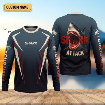 Joycorners Shark Attack Fishing UPF Shirts, Fishing Tournament Shirt, Custom Fishing Shirt, Presents For Fishermen
