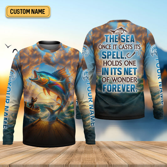 Joycorners The Sea Once It Casts Its Spell Sailfish Fishing SPF Shirt For Men, Presents For Fishermen, Men's Fishing Shirt