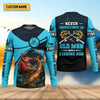 Joycorners Never Underestimate An Old Man With A Fishing Rod Custom Name UPF Shirts, Men's Fishing Shirt
