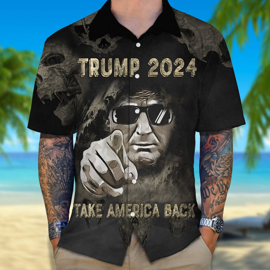 Joycorner Skull Trump 2024 Take America Back Hawaiian Shirt