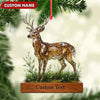 Joycorners Personalized Geometric Deer Christmas Ornament, Custom Name Buck Hunter Gift, Crystal Style Woodland Holiday Decor MT2411