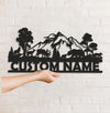 Maxcorners Personalized Wildlife Metal Sign WITH LED/WITHOUT LED - Rustic Cabin Name Sign with Deer & Bear, Mountain Lodge Outdoor Wall Art MT0110