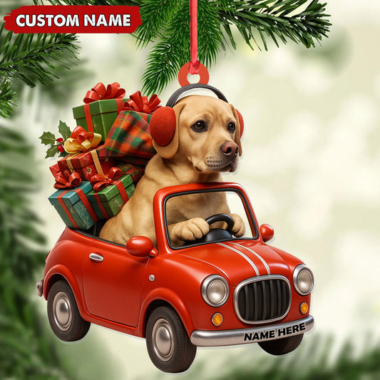 Joycorners Personalized Funny Dog Driving Car Acrylic Christmas Ornament - 3D Christmas Decor Gift for Hunters & Outdoorsmen MT1111