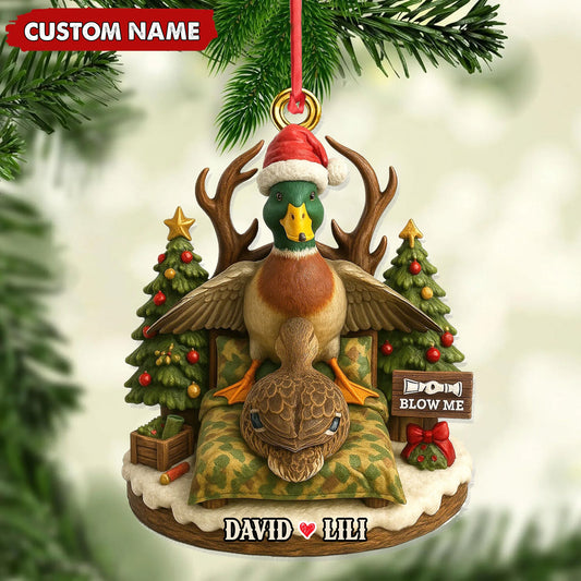 Joycorners Funny Duck Hunter Couple Ornament, Personalized Christmas Gift for Hunting Lovers MT1111