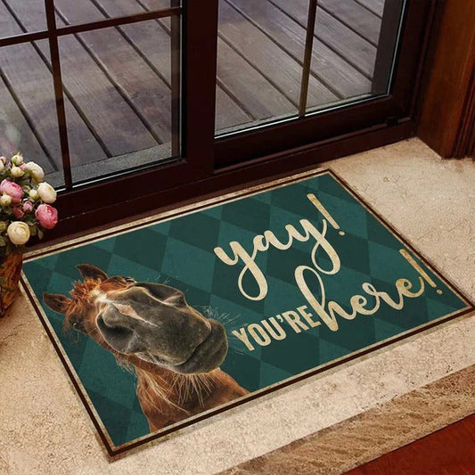 Joycorners Funny Horse Doormat, Yay! You Are Here Doormat LM0210