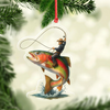 Joycorners Personalized Funny Fishing Acrylic Ornament – Cowboy Riding Fish Christmas Decoration for Fishermen MT1111