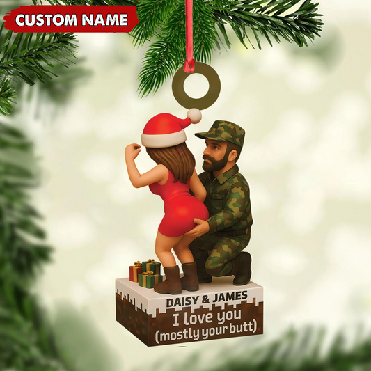 Joycorners Personalized Funny Hunter Couple Acrylic Ornament – Custom Name Christmas Gift for Him or Her MT1111