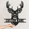 Maxcorners Personalized Buck Hunting Metal Sign WITH LED/WITHOUT LED Light Rustic Deer Head Wall Art Hunter Gift Cabin Man Cave Decor MT0110