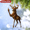 Joycorners Personalized Funny Deer Buck Fukin' Finger Hunting Acrylic Christmas Ornament – Custom Gift for Hunters MT1111