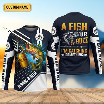 Joycorners A Fish Or A Buzz I'm Catching Something Funny Fishing Shirt, Fishing And Beer SPF Shirt For Men