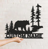 Maxcorners Personalized Bear Metal Sign WITH LED/WITHOUT LED - Rustic Cabin Name Sign, Wildlife Forest Wall Art for Lodge & Outdoor Decor MT0110