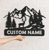 Maxcorners Personalized Deer Metal Sign WITH LED/WITHOUT LED - Mountain Cabin Name Sign, Rustic Wildlife Wall Art for Lodge & Outdoor Decor MT0110