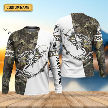 Joycorners Camo White Fishing UPF Shirts, Camouflage Fishing Shirts, Fishing Gifts For Men, Men's Fishing Shirt
