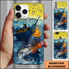 Joycorners Fishing Phone Case Beer Splash Fishing Graphic Personalized Name 3D Phone Case (10 Fish Species)