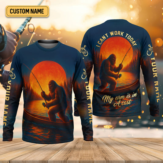 Joycorners I Can't Work Today My Arm Is In A Cast Fishing UPF Shirts, Funny Fishing Shirt, Fishing Gifts For Men