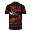 Joycorners Custom Name Mechanic T-Shirt, I Run On Caffeine Grease Loud Music & Cuss Words, Funny Skull Graphic Tee for Auto Repair, Garage, Car Lovers PT2609