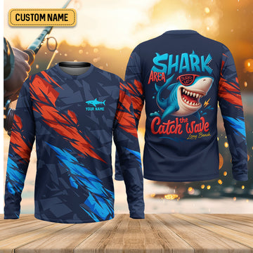 Joycorners Shark Fishing Shirt, Shark Area Surf's Up The Catch Wave, SPF Shirt For Men, Gift For Fisherman