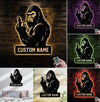 Maxcorners Personalized Bigfoot Metal Sign WITH LED/WITHOUT LED Light, Funny Sasquatch Middle Finger Wall Art, Hunter Gag Gift for Man Cave or Garage MT0110