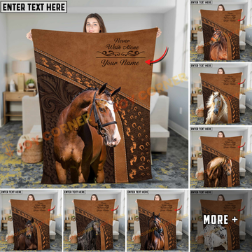 Joycorners Never Walk Alone Western Leather Horse Personalized Name 3D Blanket (8 Breeds)