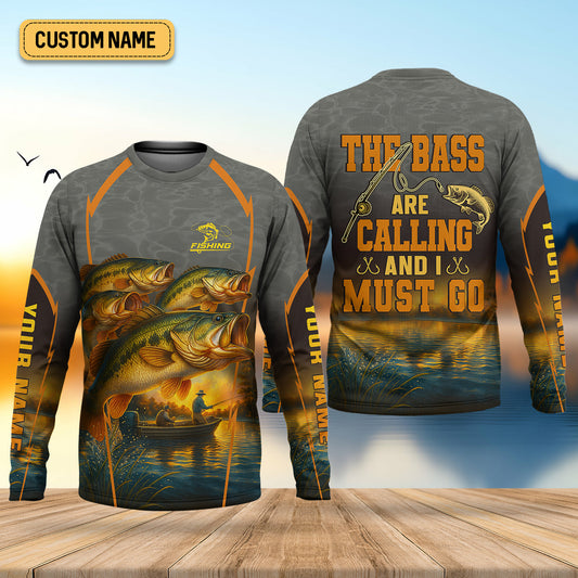 Joycorners The Bass Are Calling And I Must Go Largemouth Bass Fishing SPF Shirt For Men, Funny Fishing Shirt