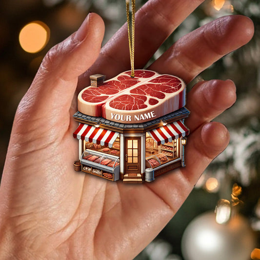 Joycorners Custom Name Butcher Ornament, Christmas Gift 2D Flat LM2211