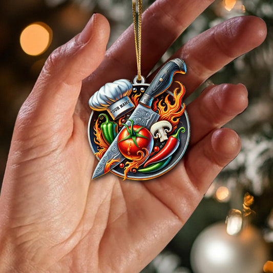 Joycorners Custom Name Chef Ornament, Christmas Gift for Cooking Lover8 2D Flat LM2211