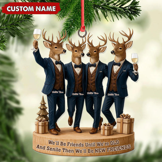 Joycorners Personalized Friends Christmas Ornament, Funny Deer Best Friend Gift, Custom Name Tuxedo Buddy Keepsake MT2411
