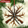 Joycorners Custom Name Hunting Ornament, Antlers and Rifles Christmas Decor for Hunters MT1111