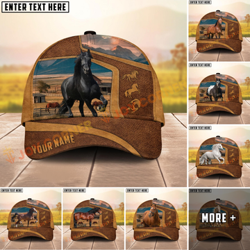 Joycorners Western Ranch Horse Landscape Personalized Name Cap (9 Breeds)