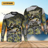 Joycorners Wishin I Was Fishin Camo Fishing Shirt, Bass Fishing Shirt, SPF Shirt For Men, Presents For Fishermen