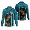 Joycorners Teal Blue Tournament Fishing Shirts, SPF Long Sleeve Shirts, Fishing Shirts For Men