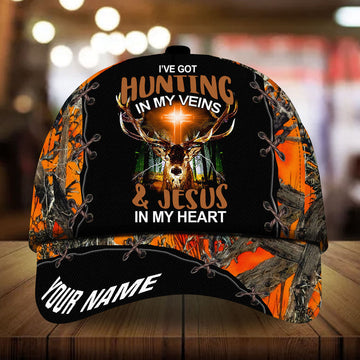 Joycorners I've Got Hunting In My Heart Jesus In my Veins 3D Multicolor Personalized Cap