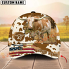 Joycorners American Flag Cowhide Personalized Name 3D Hat