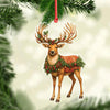 Joycorners Personalized Elegant Christmas Reindeer Acrylic Ornament – Festive Deer with Wreath and Ornaments, Holiday Wall Art for Cozy Home Decor, Luxury Christmas Gift Idea MT1111