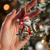 Joycorners Custom Name Santa Fishing Ornament, Fishing Lover Christmas Gift 2D Flat LM2111