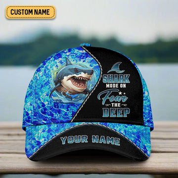 Joycorners Shark Mode On Fear The Deep, Fishing Trucker Hat, Fishing Hook Hat, Fishing Cap For Men, Fishing Gifts For Dad