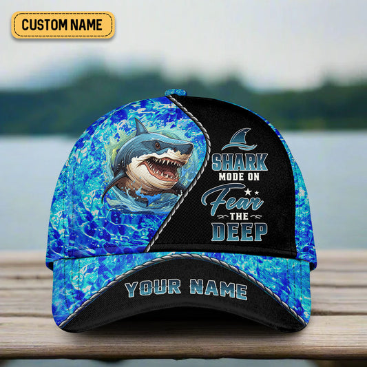 Joycorners Shark Mode On Fear The Deep, Fishing Trucker Hat, Fishing Hook Hat, Fishing Cap For Men, Fishing Gifts For Dad