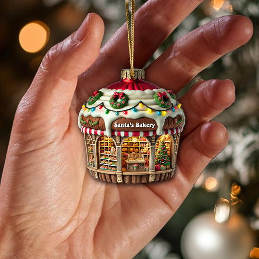 Joycorners Custom Name Bakery Store Ornament, Bakery Store Christmas Decoration 2D Flat LM2211
