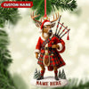 Joycorners Personalized Scottish Deer Ornament, Custom Name Highland Bagpiper Christmas Decoration MT1111